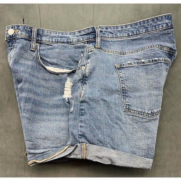 Wild Fable Juniors 17 R Super High Rise Rolled Cuff Jean Shorts Blue Medium Wash - Picture 3 of 12